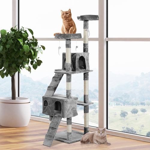 PawHut 67" Multi-Level Cat Scratching Tree – Kitty Activity Centre
