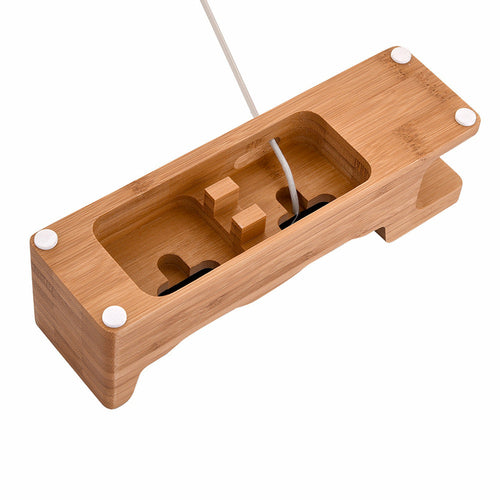 Dual Phone & Watch Holder – Bamboo Desk Organiser Stand