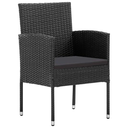 NNEVL Garden Chairs with Black Cushions 4 pcs Black Poly Rattan-1