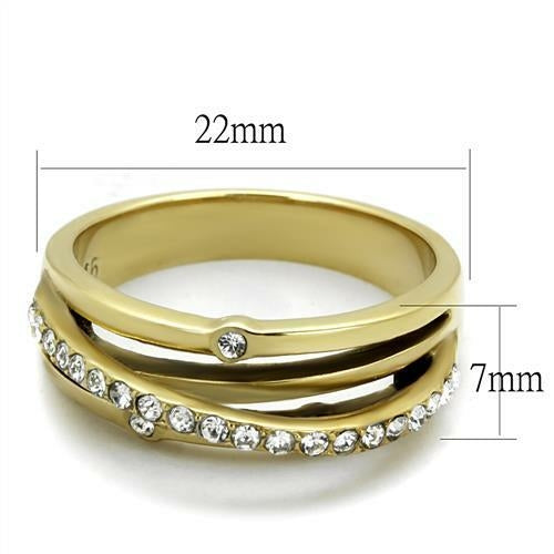 IP Gold Stainless Steel Ring with Top Grade Crystal (TK2611)