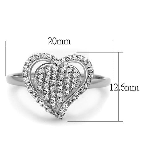 Rhodium 925 Sterling Silver Ring with AAA CZ – Clear (TS192)