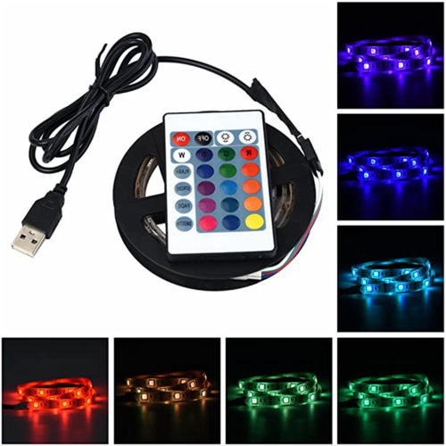 LED TV Mood Light – USB Backlight Strip with Remote, 16 Colours
