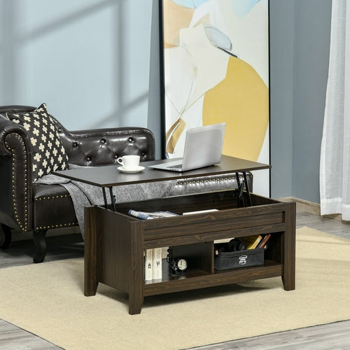 HOMCOM Lift Top Coffee Table with Hidden Storage & Open Shelf