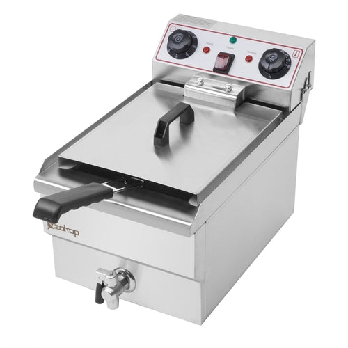 1.7KW Stainless Steel Deep Fryer – 11.8L Single Tank with Faucet