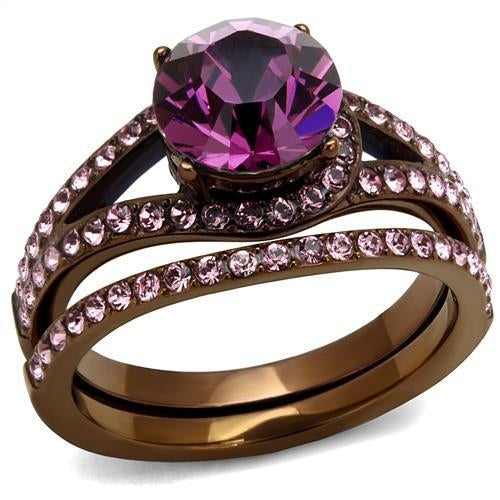 IP Coffee Light Stainless Steel Ring with Top Grade Crystal (TK2745)
