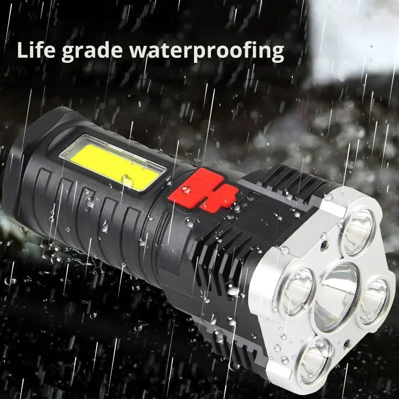 Rechargeable High-Power Flashlight with Side Light – 3 Modes