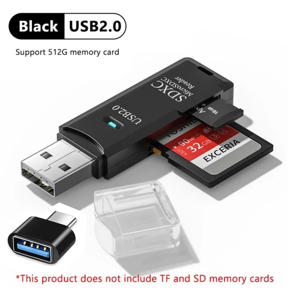 2-in-1 USB 3.0 Card Reader – MiniSD, TF & Flash Drive