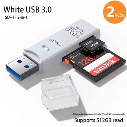2-in-1 USB 3.0 Card Reader – MiniSD, TF & Flash Drive