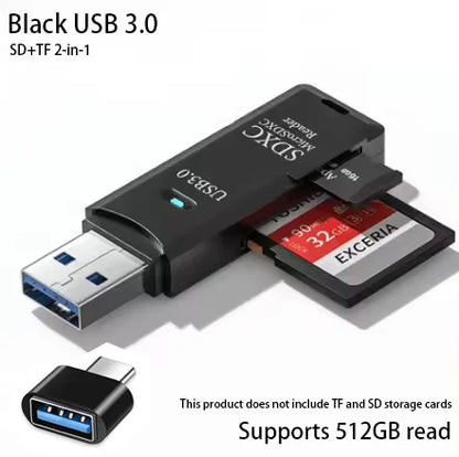 2-in-1 USB 3.0 Card Reader – MiniSD, TF & Flash Drive