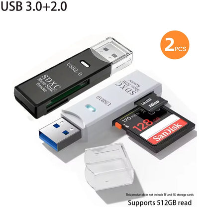 2-in-1 USB 3.0 Card Reader – MiniSD, TF & Flash Drive