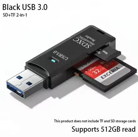 2-in-1 USB 3.0 Card Reader – MiniSD, TF & Flash Drive