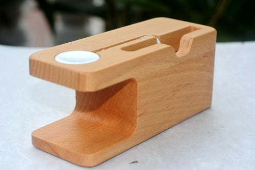 Bamboo Apple Watch & iPhone Holder – 2-in-1 Eco-Friendly Charging Stand