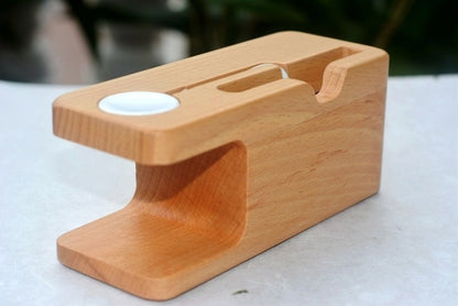 Bamboo Apple Watch & iPhone Holder – 2-in-1 Eco-Friendly Charging Stand