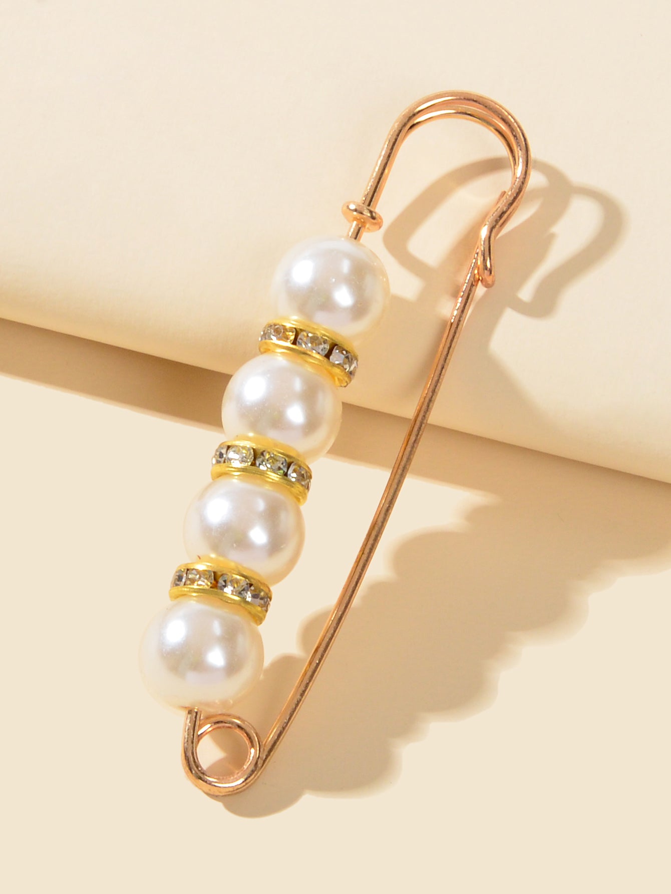 Pearl & Rhinestone Brooch – Decorative Sweater Shawl Clip & Safety Pin
