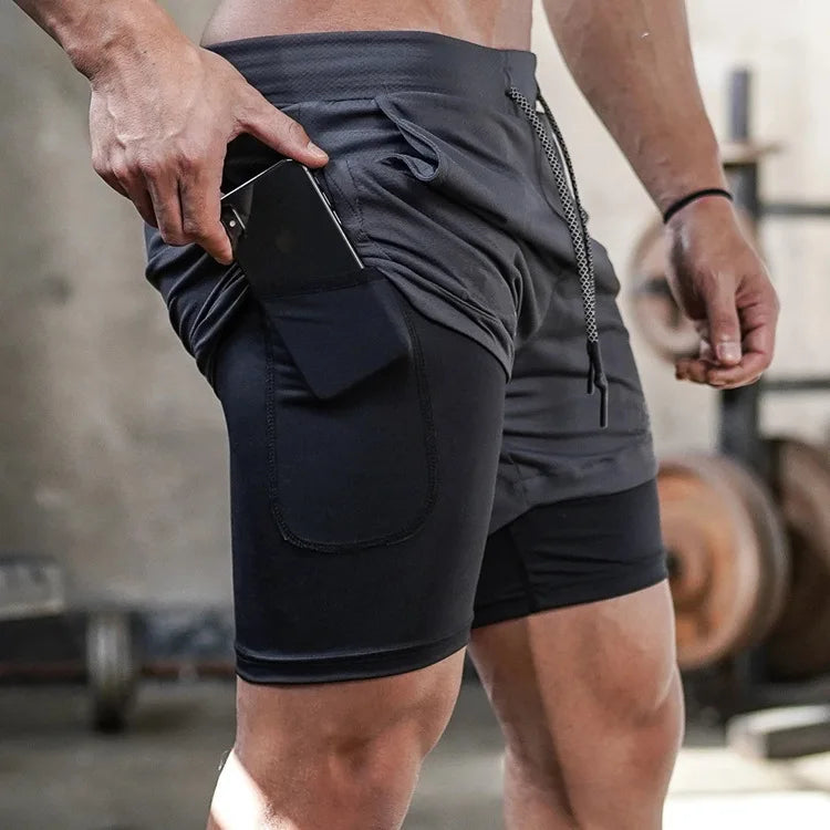 Men's 2-in-1 Camo Running Shorts – Quick-Dry Gym Training Shorts