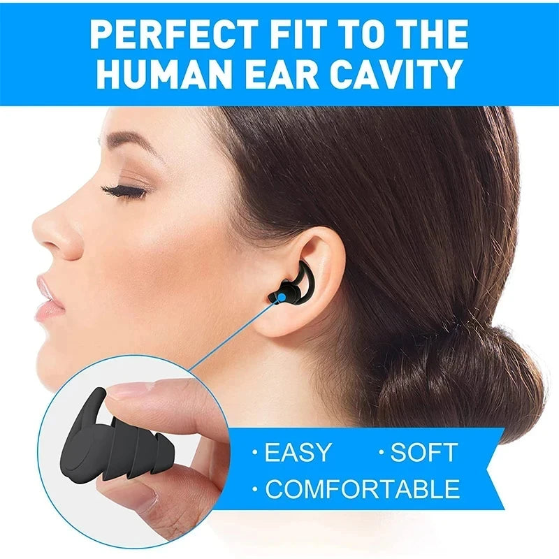 Reusable Silicone Ear Plugs – 3-Layer Noise Cancelling Sleep Buds