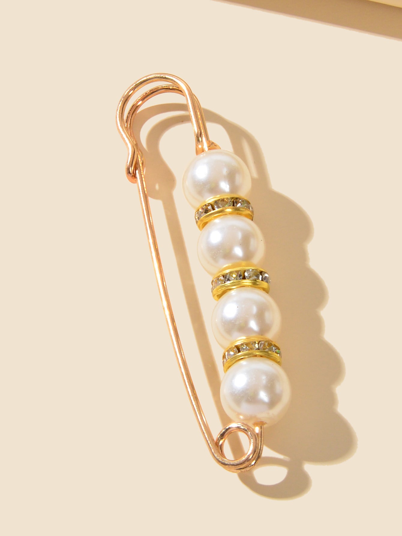 Pearl & Rhinestone Brooch – Decorative Sweater Shawl Clip & Safety Pin