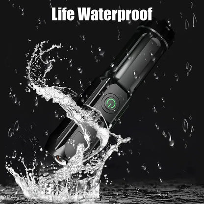 100,000 Lumen Rechargeable LED Flashlight – Waterproof Zoom Torch