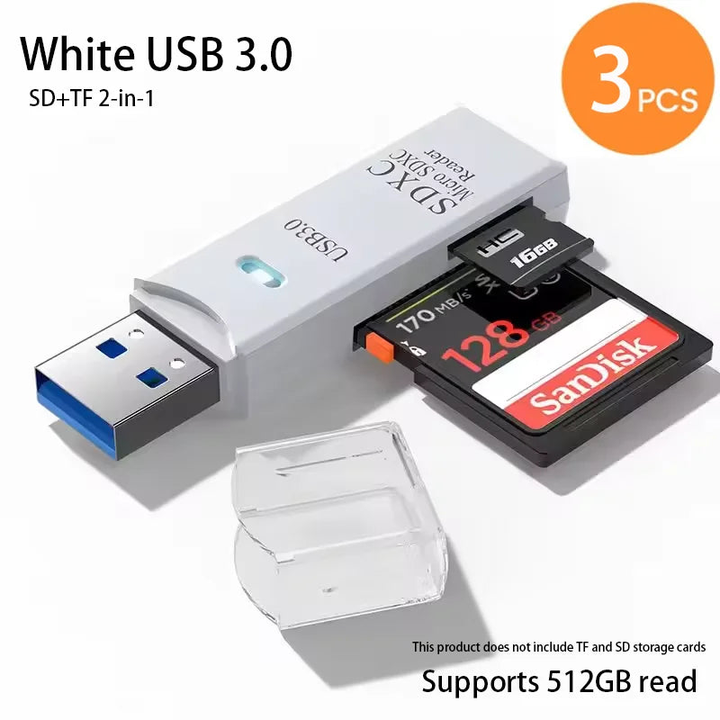 2-in-1 USB 3.0 Card Reader – MiniSD, TF & Flash Drive