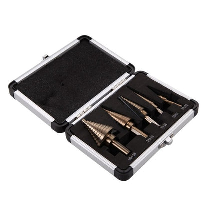 5-Piece HSS Cobalt Step Drill Bit Set – 50 Sizes, Multiple Hole
