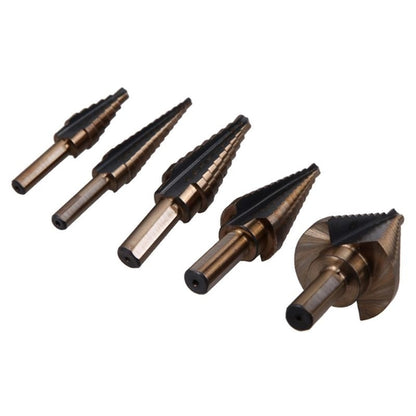 5-Piece HSS Cobalt Step Drill Bit Set – 50 Sizes, Multiple Hole