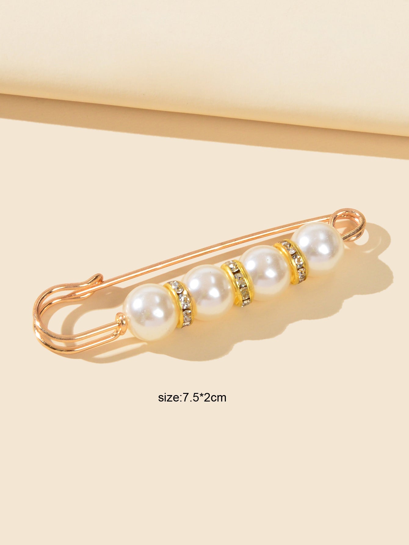 Pearl & Rhinestone Brooch – Decorative Sweater Shawl Clip & Safety Pin