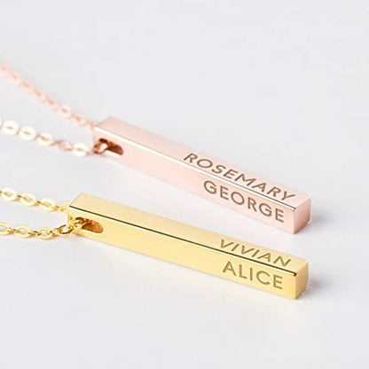 Personalised Mother Necklace – 4 Side Bar with Kids’ Names