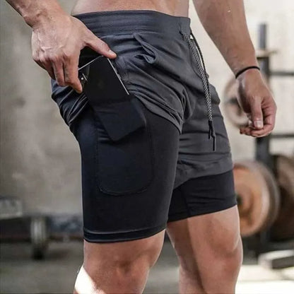 Men's 2-in-1 Camo Running Shorts – Quick-Dry Gym Training Shorts