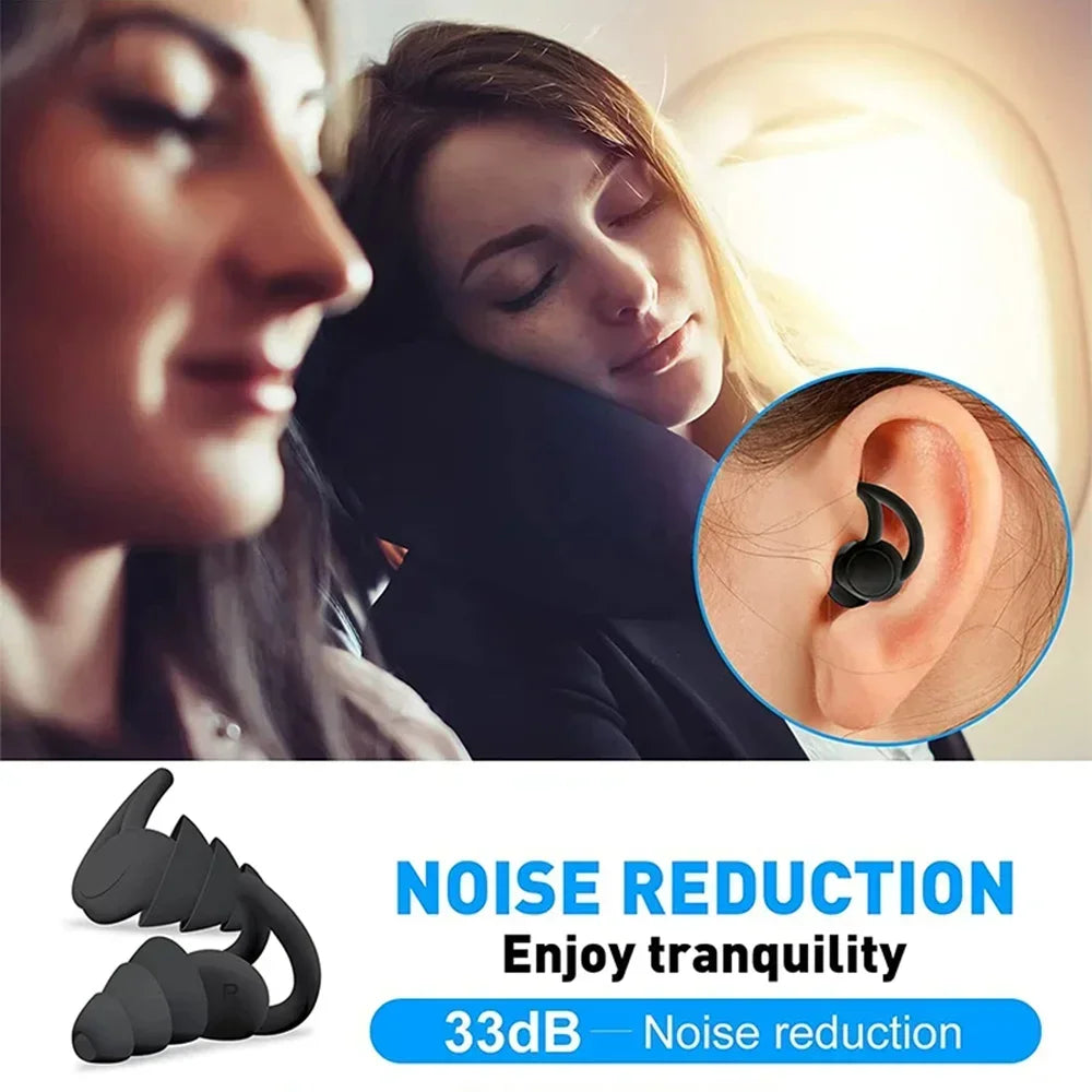 Reusable Silicone Ear Plugs – 3-Layer Noise Cancelling Sleep Buds