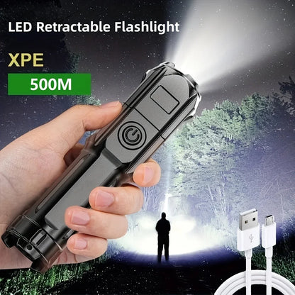 100,000 Lumen Rechargeable LED Flashlight – Waterproof Zoom Torch