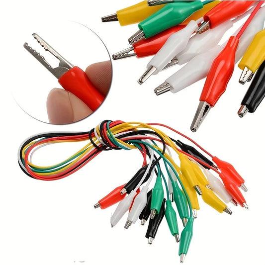 10-Pack Alligator Clip Test Leads – 46cm Double-Ended Crocodile Clips