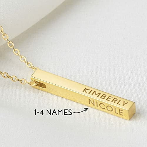 Personalised Mother Necklace – 4 Side Bar with Kids’ Names