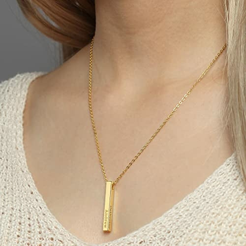 Personalised Mother Necklace – 4 Side Bar with Kids’ Names