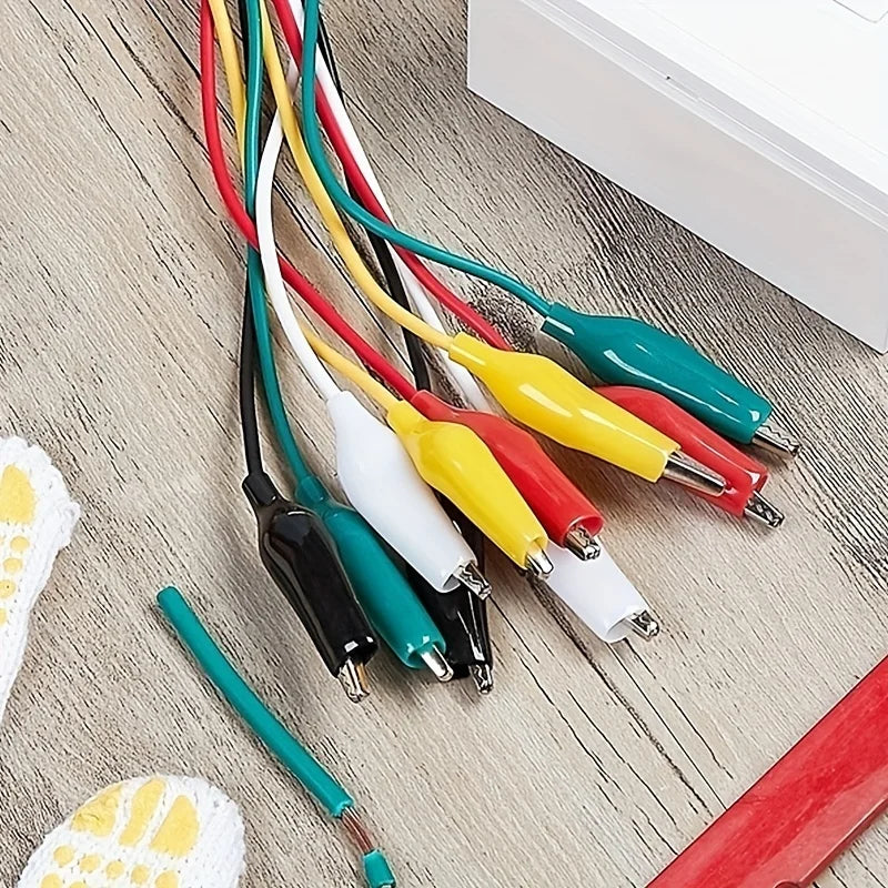 10-Pack Alligator Clip Test Leads – 46cm Double-Ended Crocodile Clips