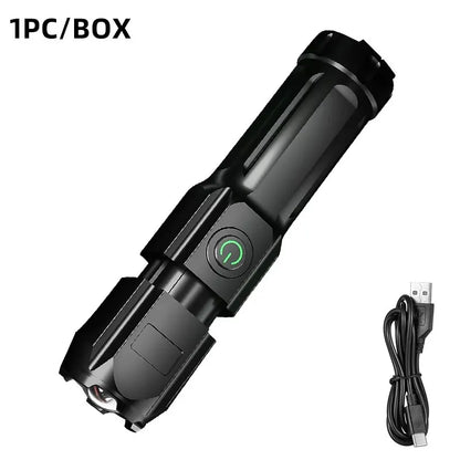 100,000 Lumen Rechargeable LED Flashlight – Waterproof Zoom Torch