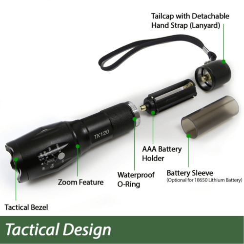 EcoGear FX TK120 LED Tactical Flashlight with Strobe – 2-Pack