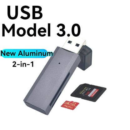 2-in-1 USB 3.0 Card Reader – MiniSD, TF & Flash Drive