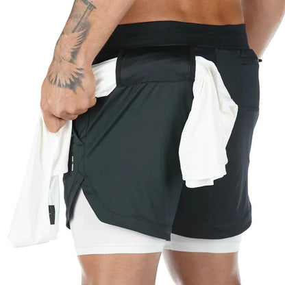 Men's 2-in-1 Camo Running Shorts – Quick-Dry Gym Training Shorts