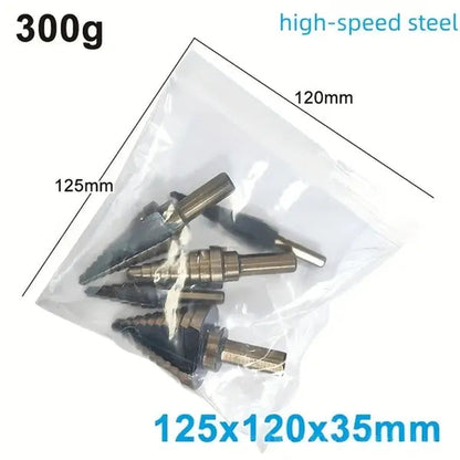 5-Piece High-Speed Step Drill Bit Set – Triangular Shank, Baked Finish
