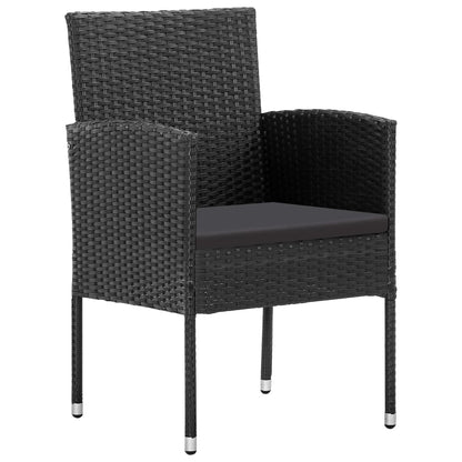 NNEVL Garden Chairs with Black Cushions 4 pcs Black Poly Rattan-1
