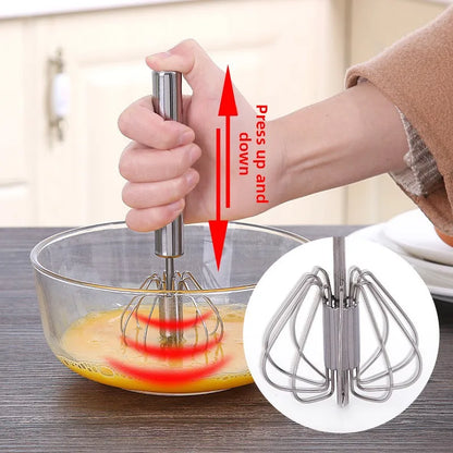 Stainless Steel Semi-Auto Egg Beater & Baking Whisk