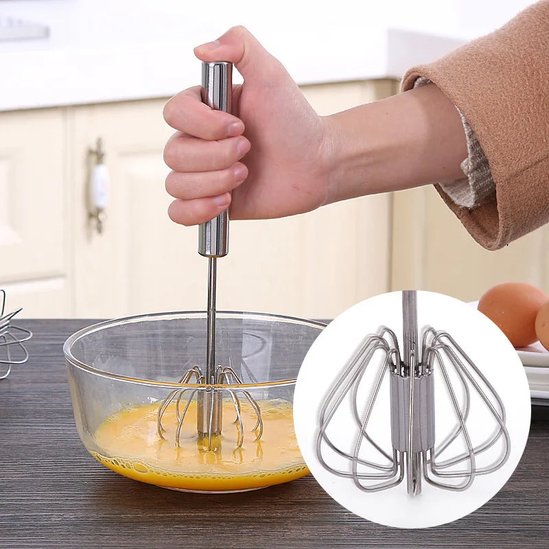 Stainless Steel Semi-Auto Egg Beater & Baking Whisk