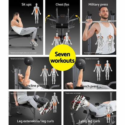 7-in-1 Adjustable Weight Bench – 200kg Capacity Home Gym Multi Station