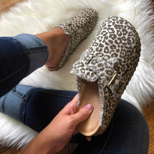 Women's Vintage Canvas Loafer Clogs – Flat Heel Round Toe