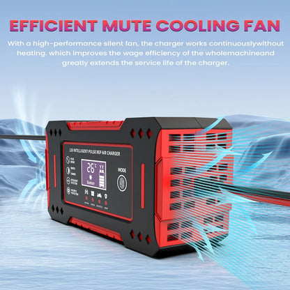 6A 12V Smart Car Battery Charger Lead-Acid Battery Red-3