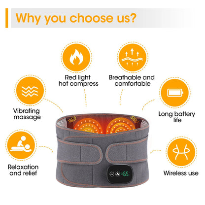 Heat Therapy Lumbar Back Brace – Vibrating Waist Massager Belt