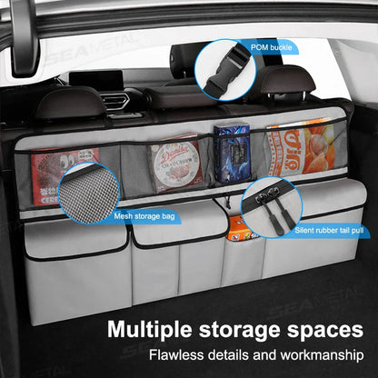 9-Pocket Car Seat Back Organizer Wear-Resistant Oxford Cloth Gray-2