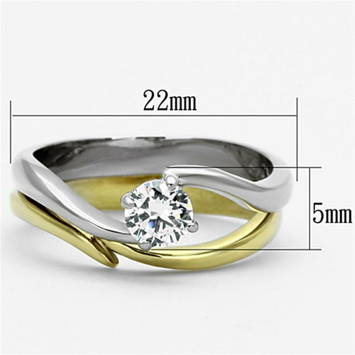 Two-Tone IP Gold Stainless Steel Ring – AAA Grade (TK1092)