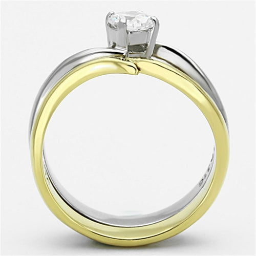 Two-Tone IP Gold Stainless Steel Ring – AAA Grade (TK1092)