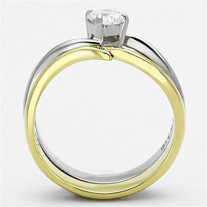 Two-Tone IP Gold Stainless Steel Ring – AAA Grade (TK1092)
